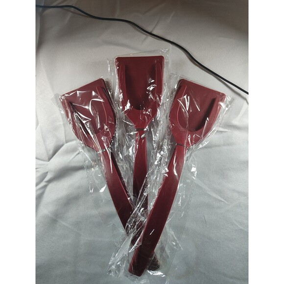 3 Pack 2 in 1 RED Non Stick Grip Flip Fried Egg Tong Toast Bread Pancake Spatula - Picture 1 of 2